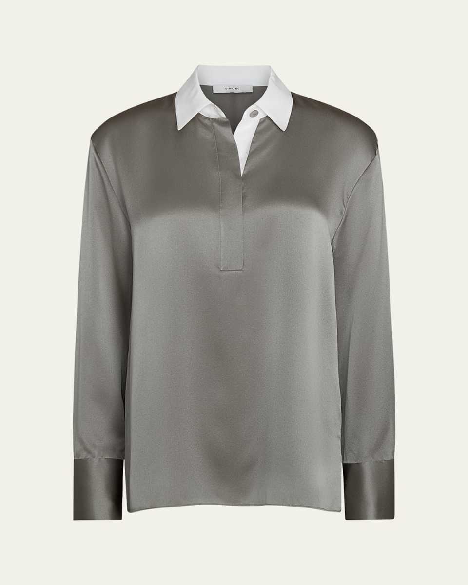 Long-Sleeve Silk Rugby Shirt
